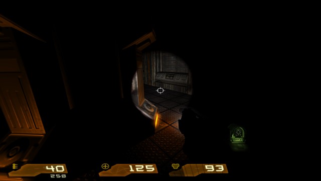 Screenshot: Nicht nur dunkel, sondern schwarz: Die harten Schatten sind ein Erbe aus Doom 3