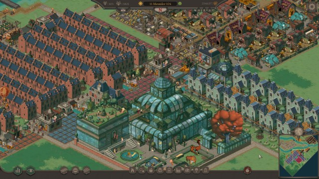 Screenshot: Eine Stadt aus Lethis - Path of Progress mit dem Monument Botanischer Garten