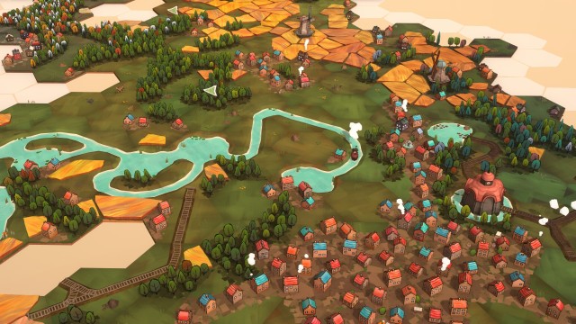 Screenshot: Spielszene aus Dorfromantik