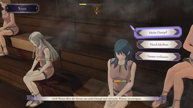 Screenshot: Die Sauna ist nur ein extrem simples Minispiel