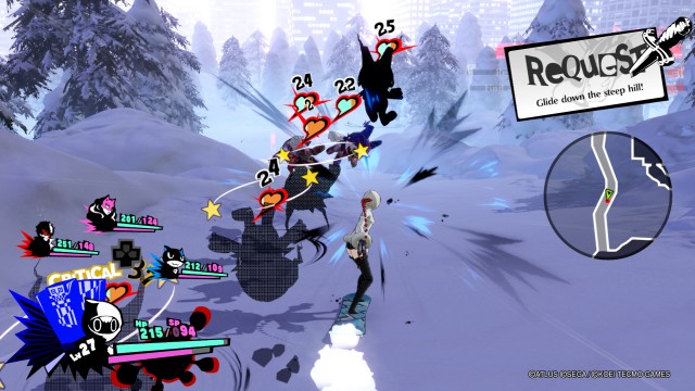 Screenshot: Kurze Sequenzen wie mit dem Snowboard einen Hang hinunter fahren locker das ansonsten recht eintönige Gameplay auf