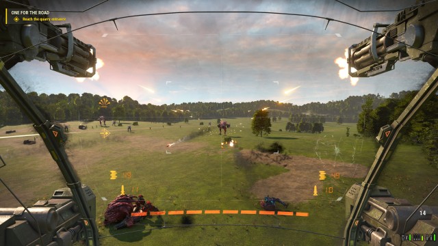 Screenshot: Die kurzen Mech-Abschnitte lockern die Action deutlich auf