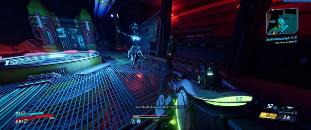 Screenshot: Moxxi ist auch per Hologram eine beeindruckende Erscheinung und schlagenden Argumenten