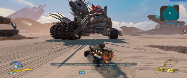 Screenshot: Fahrzeuge so groß wie ein Wohnblock? Kein Problem im Borderlands-Universum
