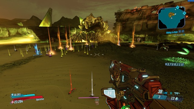 Screenshot: Nach Bosskämpfen lässt sich immer viel Loot finde, das ist aber schon exzessiv