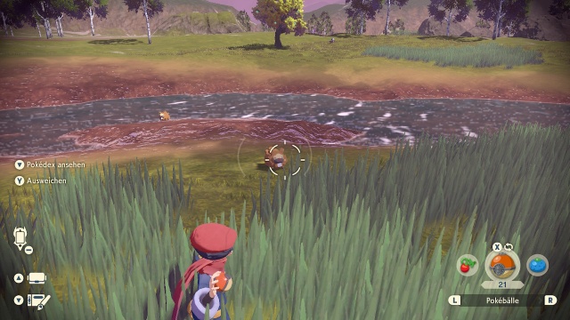 Screenshot: Verkehrte Welt: statt Pokémon befinde ich mich im Gras und lauere auf einen Fang