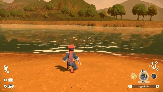 Screenshot: Mangels Deckung lassen sich Pokémon im Wasser nur schwer fangen. Die Angel hat wohl noch niemand erfunden...
