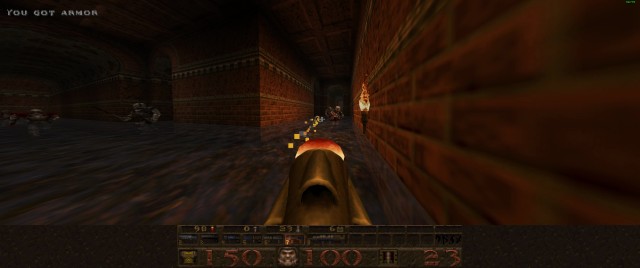 Screenshot: Der Raketenwerfer ist in engen Korridoren eine gefährliche Wahl, der Schaden am Spieler selbst kann enorm ausfallen