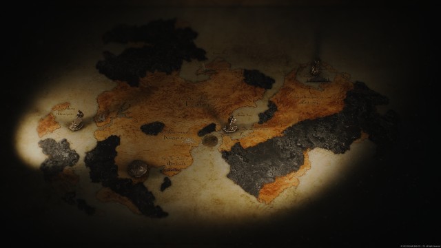 Screenshot: Auf einer Karte des Kontinents wird der Verlauf der Geschichte in anderen Regionen visualisiert