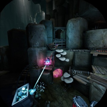 Screenshot: Mit dem Chakram kann man Schalter buchstäblich um die Ecke auslösen