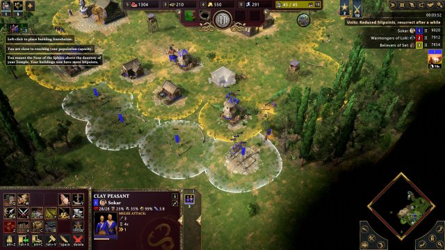 Screenshot: Die Chinesen brauchen Favored Land für Favor, hier gelb markiert. Die Gebäude der Basis sind dadurch sehr verteilt.