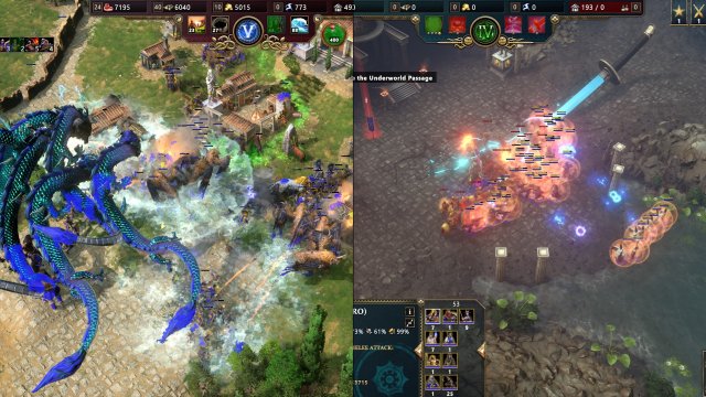 Screenshot: Große Kämpfe mit links einer chinesischen, rechts einer japanischen Armee in Age of Mythology - Retold