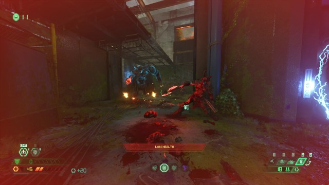 Screenshot: Einst Bossgegner, nun sind Marauder und Doom Hunter zusammen gegen den Doom Slayer im Einsatz. Aber auch nur zwei von vielen Gegnern, mit denen ich mich in den Kämpfen in den DLCs herumschlagen muss.