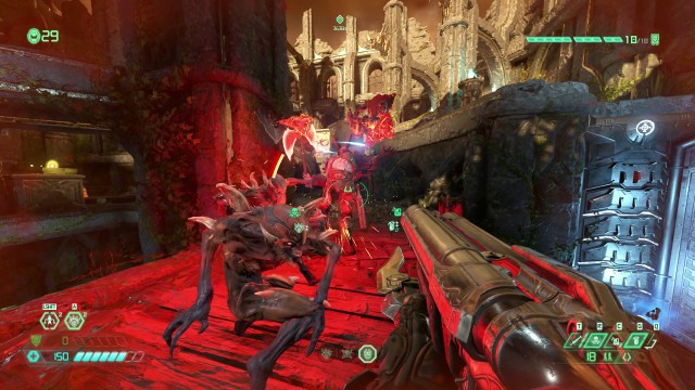 Screenshot: Slayer Gates sind relativ kurze, intensive Kämpfe in kleinen Arenen. Als Belohnung wartet eine weitere Super-Waffe.