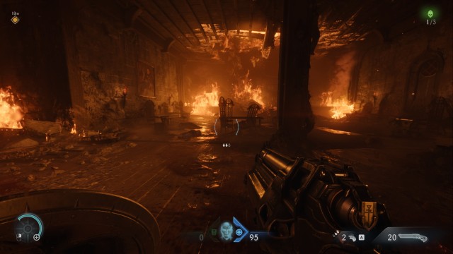 Screenshot: Das erste Level könnten auch aus einem anderen Spiel mit Dämonen stammen. Das Feuer sorgt für eine bedrohliche Stimmung