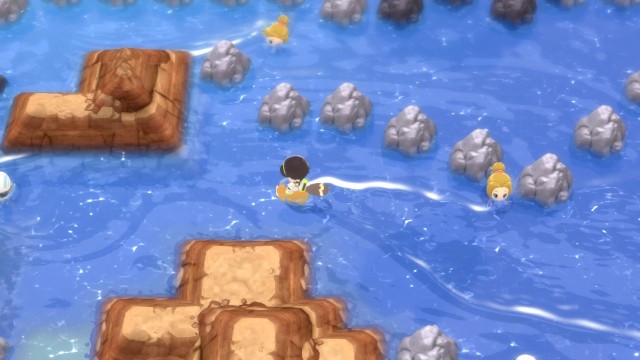 Screenshot: Die Spuren im Wasser sehen richtig gut aus, brechen aber etwas mit dem stilisierten Grafikstil des Spiels