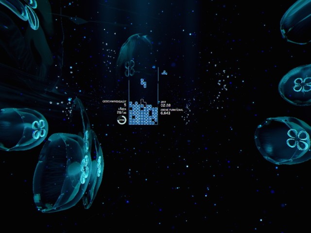 Screenshot: Ein Level aus Tetris Effect in VR