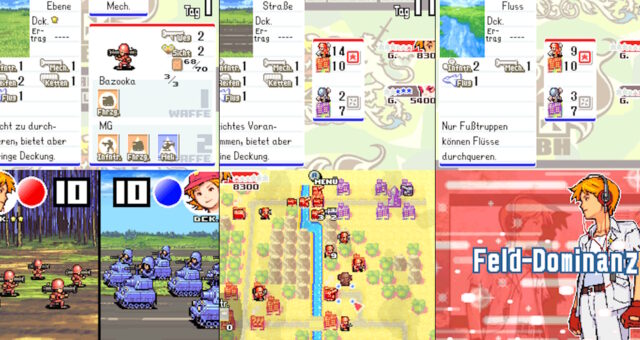 Collage mit drei Spielszenen aus Advance Wars - Dual Strike